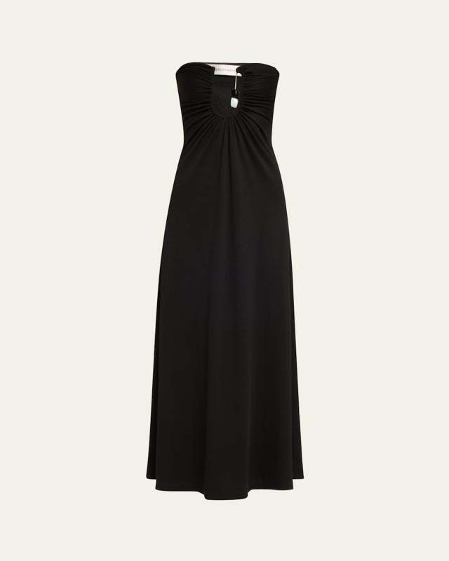 Helix Crystal Ribbed Strapless Dress